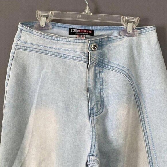 Y2K Etozs Light Wash Flare Jeans Stretch Denim Vintage Size 28 - Picture 4 of 10
